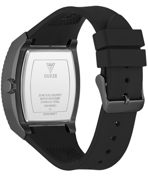 Black watch with visible brand logo on a white background
