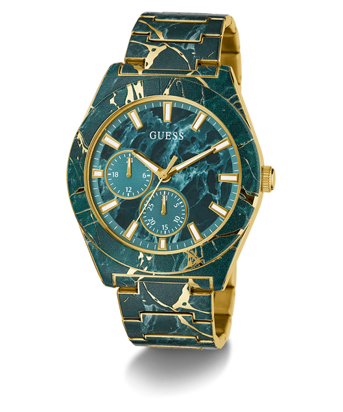 Reloj GUESS Hombre GW0953G1 Esfera Verde Pulsera Dorada