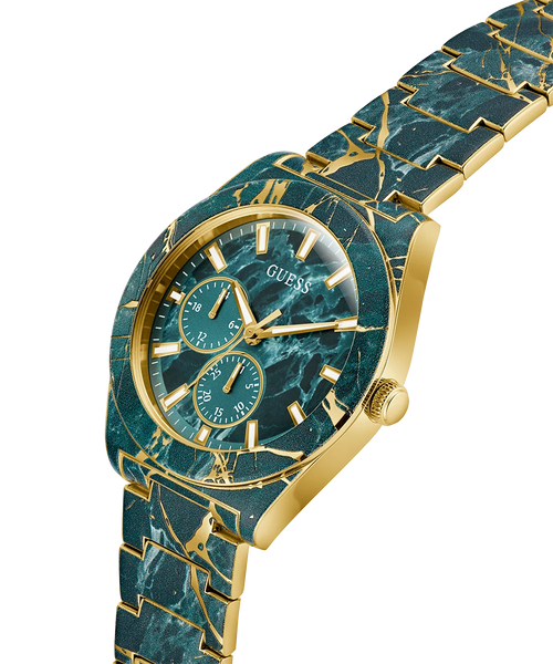 Reloj GUESS Hombre GW0953G1 Esfera Verde Pulsera Dorada