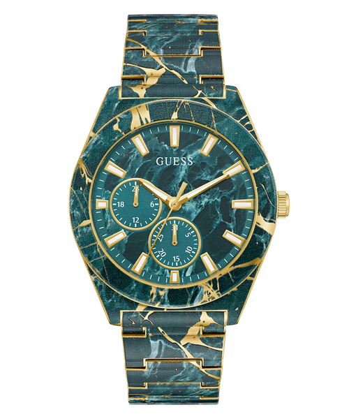 Reloj GUESS Hombre GW0953G1 Esfera Verde Pulsera Dorada