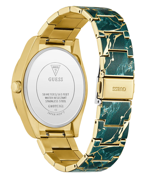 Reloj GUESS Hombre GW0953G1 Esfera Verde Pulsera Dorada